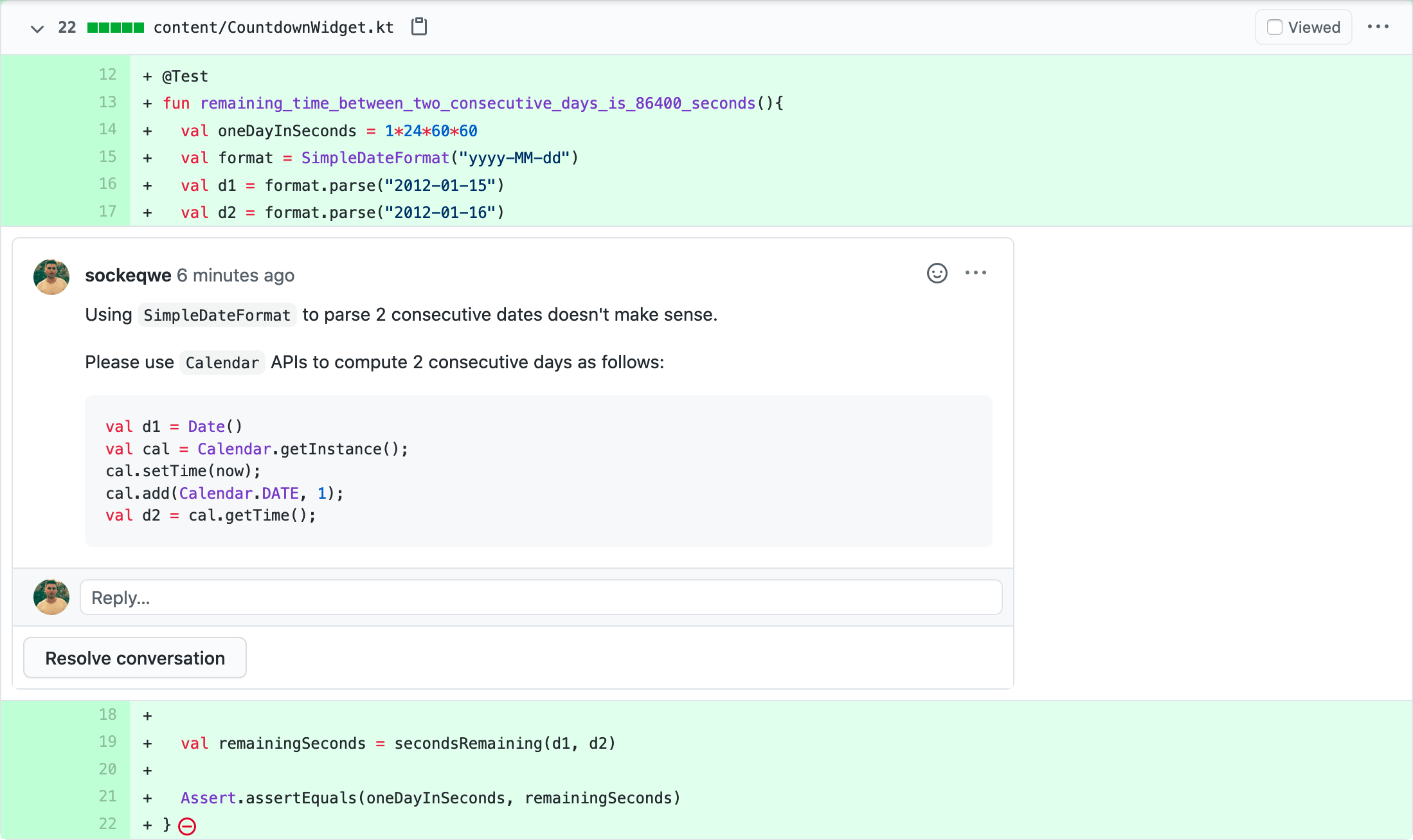 Code Review Comment1